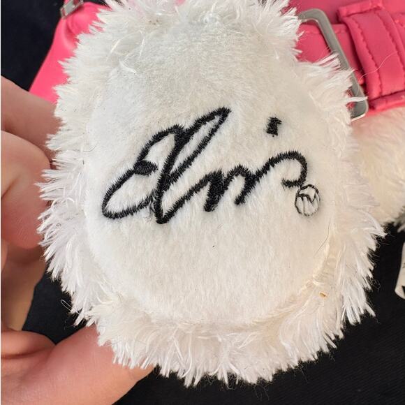 2004 GRACELAND ELVIS PRESLEY 12" STUFFED TEDDY BEAR WITH PINK LEATHER JACKET - Picture 4 of 5